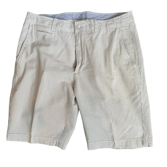 Men's Cremieux Brown & White Seersucker Shorts Sz 34 - Picture 3 of 7
